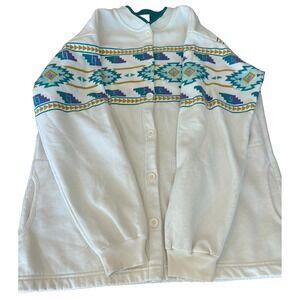VTG 90s Art Unlimited AU Sportswear aztec button up cardigan sweatshirt womens L